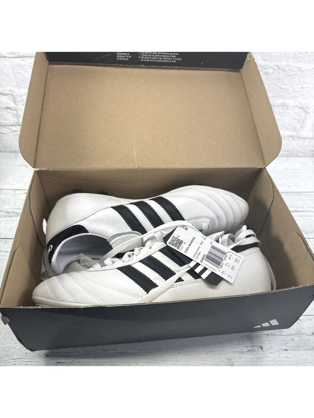 Adidas Copa Mundial FG White Black ID4050 Soccer Cleats Size 8